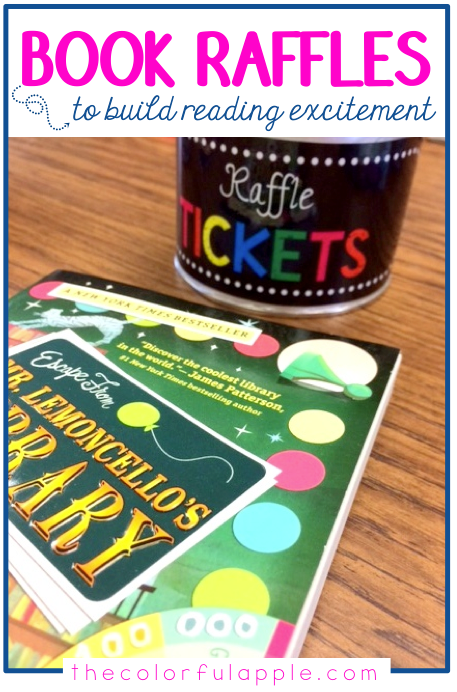Such a fun way to build reading excitement in the elementary classroom!  Organize a book raffle for students to be the first one to borrow the book from the classroom library.  Free book raffle ticket template included.