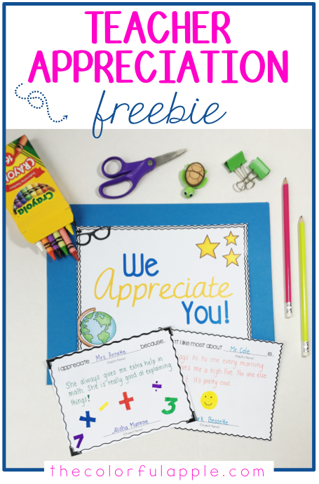 What a great idea for a teacher appreciation day gift!  Easy and free for students to put together to celebrate all the staff at their school.