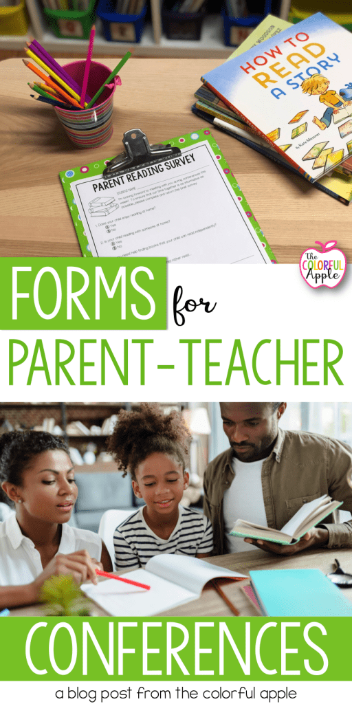 Download the free parent teacher conference forms for reading.  A great way to learn about your students' reading habits in and out of the classroom!