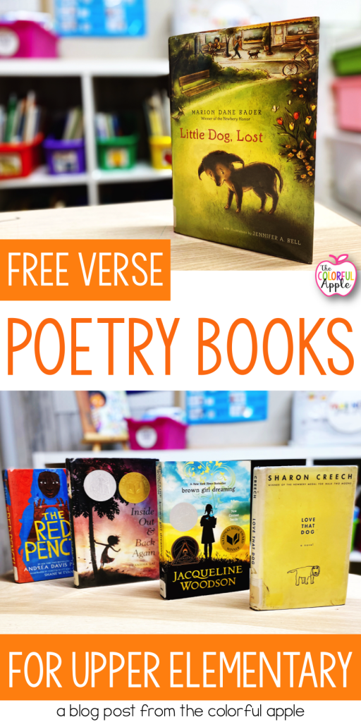 Using poetry books for upper elementary students!  Reading books written in verse is a great way to incorporate more poems into your daily routine.