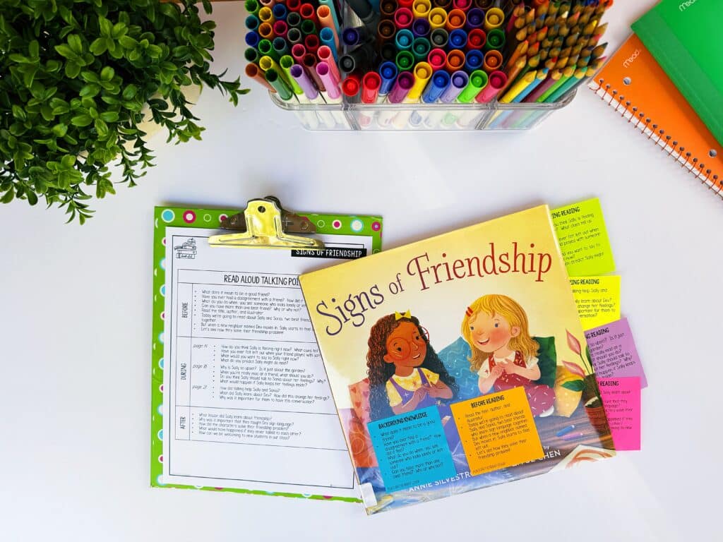 teaching friendship with the read aloud Signs of Friendship